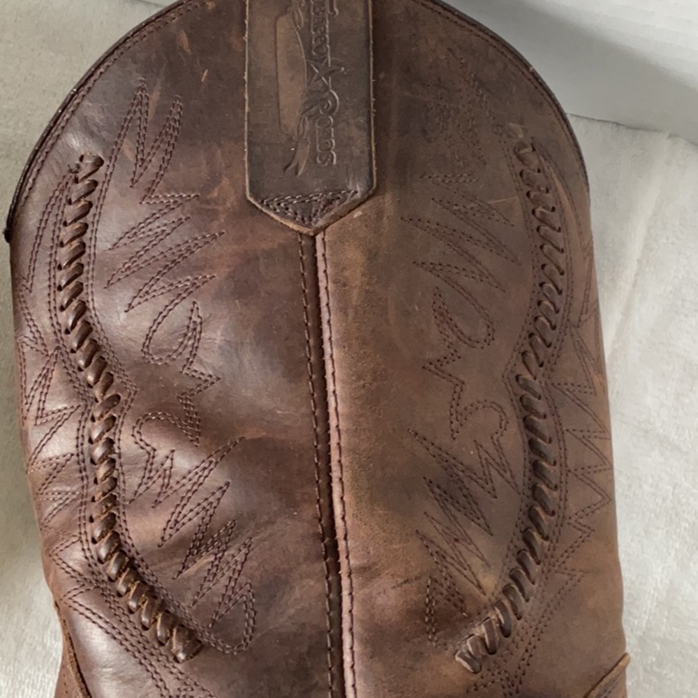 Men's Brown Leather Cowboy Boots - Picture 2 of 9
